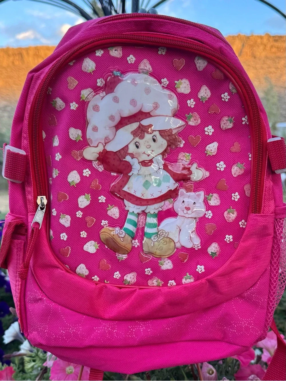 Vintage 2006 Strawberry Shortcake Pink Backpack Y2K Custard Kids Bag